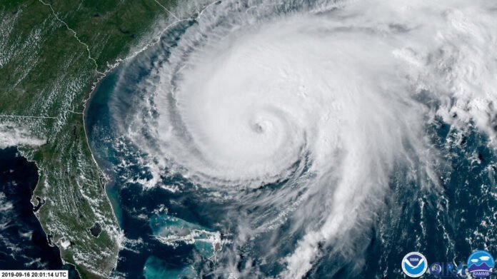 Hurricane Humberto, as captured by a NOAA satellite on September 15, 2019.