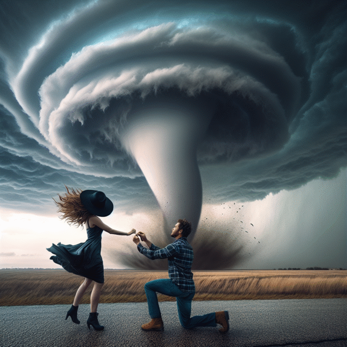 Storm chasers get engaged next to tornado - News.com.au